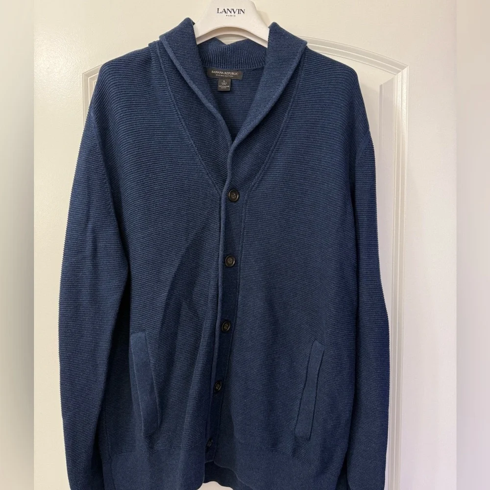 Banana Republic Blue Cardigan Sweater Shawl Collar Knit